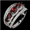 Image 2 : MOZAMBIQUE GARNET RINGCUBIC ZIRCONIA RIND IN 14K WHITE PLATED GOLD OVER 925 STERLING SILVER - SIZE 7