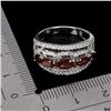 Image 3 : MOZAMBIQUE GARNET RINGCUBIC ZIRCONIA RIND IN 14K WHITE PLATED GOLD OVER 925 STERLING SILVER - SIZE 7