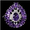 Image 1 : AMETHYST RING IN 14K WHITE PLATED GOLD OVER 925 STERLING SILVER - SIZE 7 - APPRAISED REPLACEMENT VAL