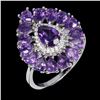 Image 2 : AMETHYST RING IN 14K WHITE PLATED GOLD OVER 925 STERLING SILVER - SIZE 7 - APPRAISED REPLACEMENT VAL