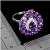 Image 3 : AMETHYST RING IN 14K WHITE PLATED GOLD OVER 925 STERLING SILVER - SIZE 7 - APPRAISED REPLACEMENT VAL