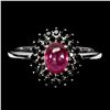 Image 1 : RUBY AND BLACK SPINEL RING IN 14K WHITE PLATED GOLD OVER 925 STERLING SILVER - SIZE 7 -APPRAISED REP