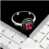 Image 3 : RUBY AND BLACK SPINEL RING IN 14K WHITE PLATED GOLD OVER 925 STERLING SILVER - SIZE 7 -APPRAISED REP
