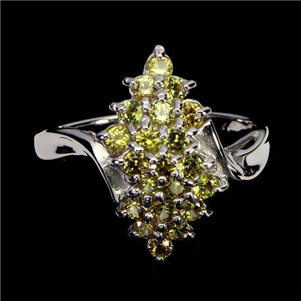 SAPPHIRE RING IN 14K WHITE PLATED GOLD OVER 925 STERLING SILVER - SIZE 8 -APPRAISED REPLACEMENT VALU