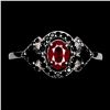 Image 1 : RUBY AND BLACK SPINEL RING IN 14K WHITE PLATED GOLD OVER 925 STERLING SILVER - SIZE 7 -APPRAISED REP