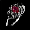 Image 2 : RUBY AND BLACK SPINEL RING IN 14K WHITE PLATED GOLD OVER 925 STERLING SILVER - SIZE 7 -APPRAISED REP