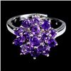 Image 1 : AMETHYST RING IN 14K WHITE PLATED GOLD OVER 925 STERLING SILVER - SIZE 7 -APPRAISED REPLACEMENT VALU