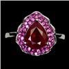 Image 1 : RUBY AND SAPPHIRE RING IN 14K WHITE PLATED GOLD OVER 925 STERLING SILVER - SIZE 7 -APPRAISED REPLACE