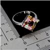 Image 3 : RHODOLITE GARNET AND TOURMALINE RING IN 14K WHITE PLATED GOLD OVER 925 STERLING SILVER - SIZE 8 -APP
