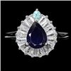 Image 1 : SAPPHIRE RING IN 14K WHITE PLATED GOLD OVER 925 STERLING SILVER - SIZE 7 -APPRAISED REPLACEMENT VALU
