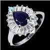 Image 2 : SAPPHIRE RING IN 14K WHITE PLATED GOLD OVER 925 STERLING SILVER - SIZE 7 -APPRAISED REPLACEMENT VALU