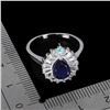 Image 3 : SAPPHIRE RING IN 14K WHITE PLATED GOLD OVER 925 STERLING SILVER - SIZE 7 -APPRAISED REPLACEMENT VALU