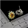 Image 3 : CITRINE AND PERIDOT EARRINGS IN 14K WHITE PLATED GOLD OVER 925 STERLING SILVER -APPRAISED REPLACEMEN