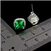 Image 3 : CUSHION CUT GREEN TOPAZ EARRINGS IN 14K WHITE PLATED GOLD OVER 925 STERLING SILVER - APPRAISED REPLA
