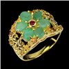 Image 2 : EMERALD, RUBY AND SAPPHIRE RING IN 14K YELLOW PLATED GOLD OVER 925 STERLING SILVER - SIZE 7 -APPRAIS