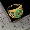Image 3 : EMERALD, RUBY AND SAPPHIRE RING IN 14K YELLOW PLATED GOLD OVER 925 STERLING SILVER - SIZE 7 -APPRAIS