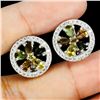Image 1 : NATURAL TOURMALINE EARRINGS IN 14K WHITE PLATED GOLD OVER 925 STERLING SILVER -APPRAISED REPLACEMENT