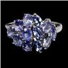 Image 1 : MARQUISE CUT TANZANITE RING IN 14K WHITE PLATED GOLD OVER 925 STERLING SILVER - SIZE 6.5 - APPRAISED