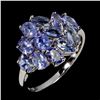 Image 2 : MARQUISE CUT TANZANITE RING IN 14K WHITE PLATED GOLD OVER 925 STERLING SILVER - SIZE 6.5 - APPRAISED