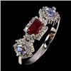Image 2 : RUBY AND TANZANITE RING IN 14K WHITE PLATED GOLD OVER 925 STERLING SILVER - SIZE 8 -APPRAISED REPLAC