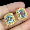 Image 2 : SKY BLUE TOPAZ EARRINGS IN 14K YELLOW PLATED GOLD OVER 925 STERLING SILVER -APPRAISED REPLACEMENT VA