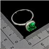 Image 3 : CUSHION CUT GREEN TOPAZ RING IN 14K WHITE PLATED GOLD OVER 925 STERLING SILVER - SIZE 7 -APPRAISED R