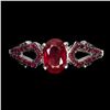 Image 1 : RUBY RING IN 14K WHITE PLATED GOLD OVER 925 STERLING SILVER - SIZE 6