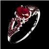 Image 2 : RUBY RING IN 14K WHITE PLATED GOLD OVER 925 STERLING SILVER - SIZE 6