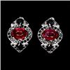 Image 1 : RUBY AND BLACK SPINEL EARRINGS IN 14K WHITE PLATED GOLD OVER 925 STERLING SILVER - APPRAISED REPLACE