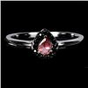 Image 1 : TOURMALINE AND BLACK SPINEL RING IN 14K WHITE PLATED GOLD OVER 925 STERLING SILVER - SIZE 7 - APPRAI