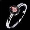 Image 2 : TOURMALINE AND BLACK SPINEL RING IN 14K WHITE PLATED GOLD OVER 925 STERLING SILVER - SIZE 7 - APPRAI