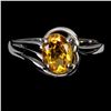 Image 1 : CITRINE RING IN 14K WHITE PLATED GOLD OVER 925 STERLING SILVER - SIZE 9 - APPRAISED REPLACEMENT VALU