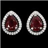 Image 1 : PEAR CUT RUBY EARRINGS IN 14K WHITE PLATED GOLD OVER 925 STERLING SILVER - APPRAISED REPLACEMENT VAL