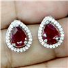 Image 2 : PEAR CUT RUBY EARRINGS IN 14K WHITE PLATED GOLD OVER 925 STERLING SILVER - APPRAISED REPLACEMENT VAL