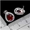 Image 3 : PEAR CUT RUBY EARRINGS IN 14K WHITE PLATED GOLD OVER 925 STERLING SILVER - APPRAISED REPLACEMENT VAL