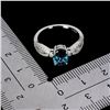 Image 3 : LONDON BLUE TOPAZ RING IN 14K WHITE PLATED GOLD OVER 925 STERLING SILVER - SIZE 8 - APPRAISED REPLAC