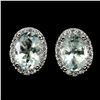 Image 1 : OVAL CUT AQUAMARINE EARRINGS IN 14K WHITE PLATED GOLD OVER 925 STERLING SILVER - APPRAISED REPLACEME