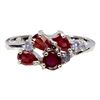 Image 1 : RUBY AND TANZANITE RING IN 14K WHITE PLATED GOLD OVER 925 STERLING SILVER - SIZE 8 - APPRAISED REPLA