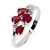 Image 2 : RUBY AND TANZANITE RING IN 14K WHITE PLATED GOLD OVER 925 STERLING SILVER - SIZE 8 - APPRAISED REPLA