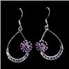 Image 1 : NATURAL AMETHYST EARRINGS IN 14K WHITE PLATED GOLD OVER 925 STERLING SILVER - APPRAISED REPLACEMENT 