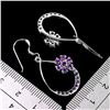 Image 3 : NATURAL AMETHYST EARRINGS IN 14K WHITE PLATED GOLD OVER 925 STERLING SILVER - APPRAISED REPLACEMENT 