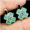Image 2 : EMERALD EARRINGS IN 14K WHITE PLATED GOLD OVER 925 STERLING SILVER - APPRAISED REPLACEMENT VALUE