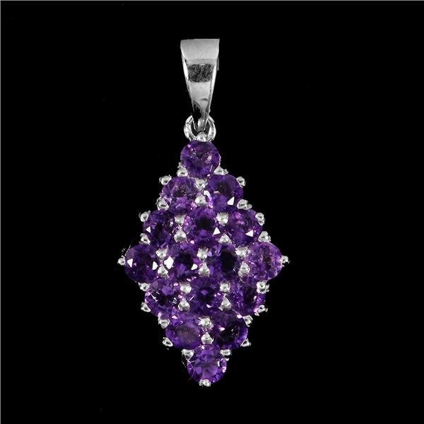 AMETHYST PENDANT IN 14K WHITE PLATED GOLD OVER 925 STERLING SILVER - APPRAISED REPLACEMENT VALUE