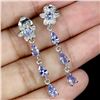 Image 2 : TANZANITE EARRINGS IN 14K WHITE PLATED GOLD OVER 925 STERLING SILVER - APPRAISED REPLACEMENT VALUE
