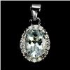 Image 1 : OVAL CUT AQUAMARINE PENDANT IN 14K WHITE PLATED GOLD OVER 925 STERLING SILVER - APPRAISED REPLACEMEN