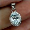 Image 2 : OVAL CUT AQUAMARINE PENDANT IN 14K WHITE PLATED GOLD OVER 925 STERLING SILVER - APPRAISED REPLACEMEN