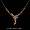 Image 1 : ORANGE FIRE OPAL, EMERALD AND APATITE NECKLACE IN 14K YELLOW PLATED GOLD OVER 925 STERLING SILVER - 