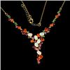 Image 2 : ORANGE FIRE OPAL, EMERALD AND APATITE NECKLACE IN 14K YELLOW PLATED GOLD OVER 925 STERLING SILVER - 