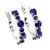 Image 1 : BLUE SAPPHIRE EARRINGS IN 14K WHITE PLATED GOLD OVER 925 STERLING SILVER - APPRAISED REPLACEMENT VAL