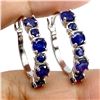 Image 2 : BLUE SAPPHIRE EARRINGS IN 14K WHITE PLATED GOLD OVER 925 STERLING SILVER - APPRAISED REPLACEMENT VAL